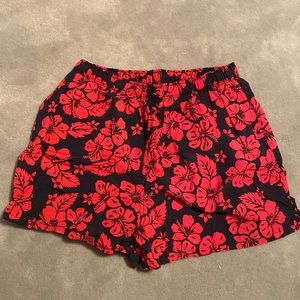 Lands’ End Mens Swim Trunks | Color: Red & Navy | Size: L 36-38